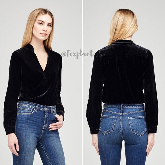 NEW L'Agence Marcella  black Velvet Bodysuit,‎ size S/P - Picture 1 of 14